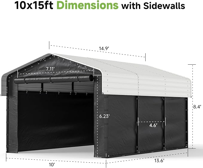Real Relax 10×15FT Heavy Duty Carport - Image 5