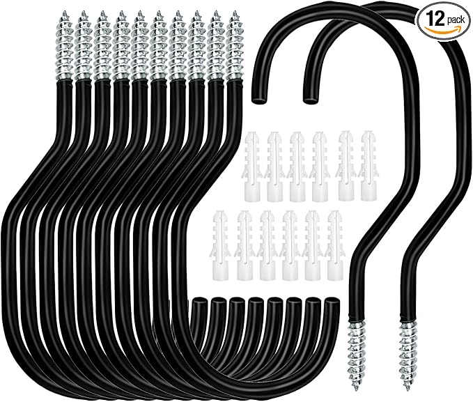 Bike Hooks Heavry Duty 12 Pack, Bicycle Storage Hanger Screw in Ceiling Hooks by Ticway