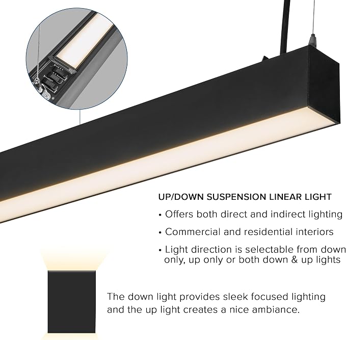 Maxxima 4 ft. LED Black Linear Light, Up and Down Adjustable Light Output - Image 5