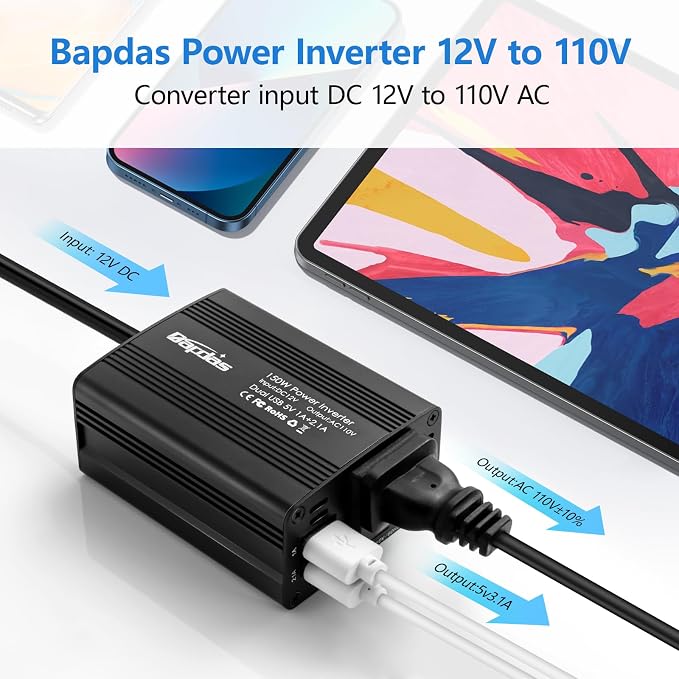 150W Car Power Inverter DC 12V to 110V AC Car Adapter - Image 6