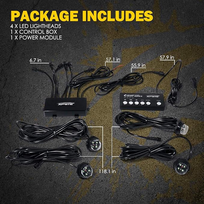 Xprite Amber LED Hideaway Strobe Lights Kit 20 Flashing Patterns w/Control - Image 7