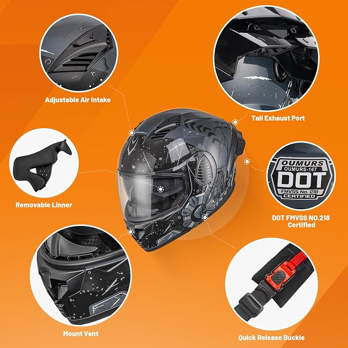 Modular Motorcycle Helmets Full Face Flip up Street Bike Motorcycle Helmet - Image 3