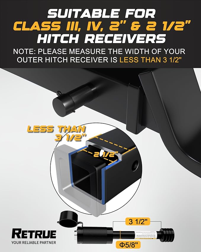 RETRUE Trailer Hitch Lock, 5/8" Locking Hitch Pin - Image 2