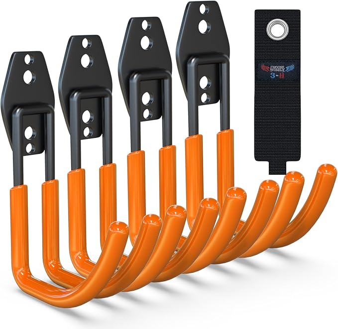 3-H Garden Hose Holder Wall Mount 4 Pack, Solid Steel Hose Hanger, Water Hose by 3-H