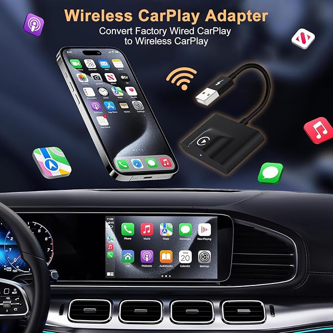 XHU Wireless CarPlay Adapter for Apple CarPlay Wireless Adapter 2025 Upgraded - Image 3