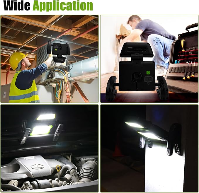 Rechargeable Work Light with Clamp, 3000 Lumen Magnetic Work Light Battery - Image 8