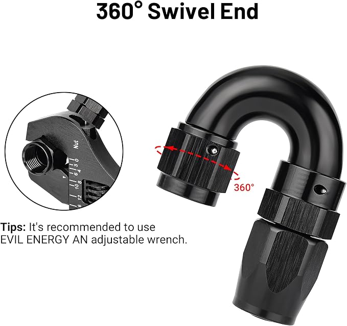 EVIL ENERGY 6AN 180 Degree One Piece Full Flow Hose End Fitting Swivel - Image 4