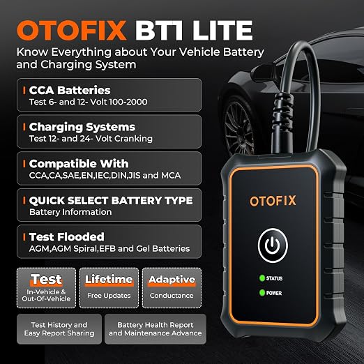OTOFIX Car Battery Tester BT1 Lite, 6V 12V 100-2000 CCA Car Battery Analyzer - Image 2