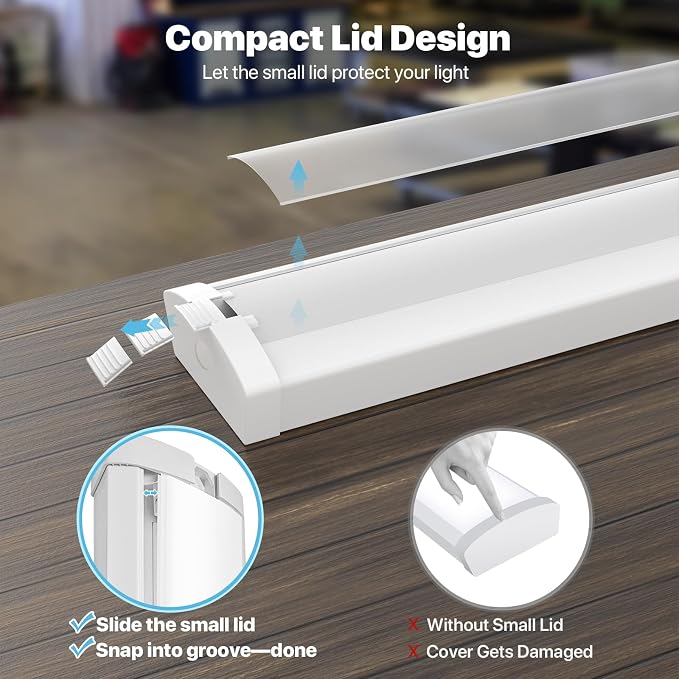 HYPERLITE 4FT LED Wraparound Light 6600LM, 60W/50W/40W, 4000K LED Shop Lights - Image 2