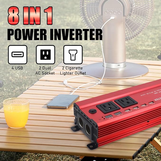 HITRENDS 900W Car Power Inverter 12V to 110V, DC to AC Converter - Image 7