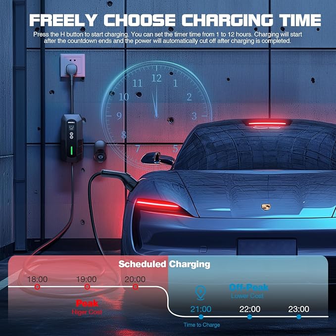 GRECELL Level 2 EV Charger, 32A/7.4KW Electric Vehicle Portable Charger - Image 2
