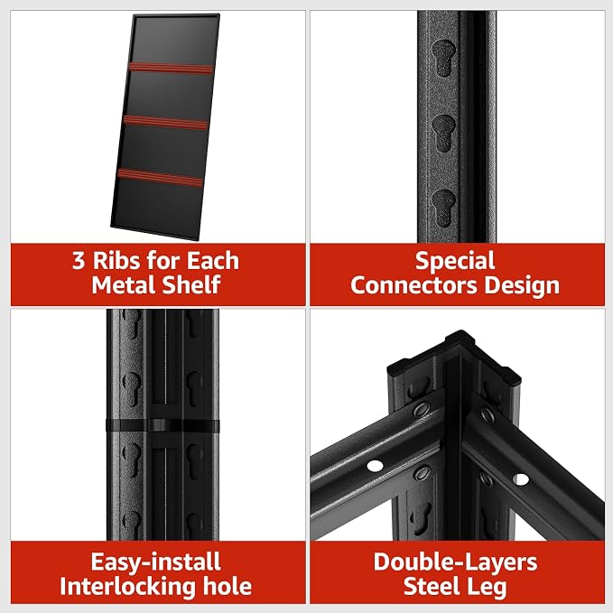 72" H Metal Garage Storage Shelves, 5 Tier Adjustable Shelving Unit - Image 6