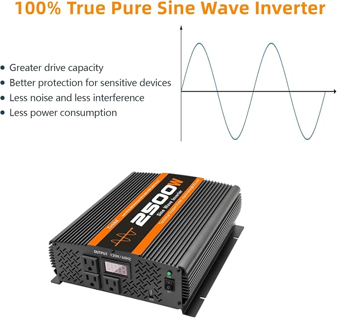 2500W Inverter Pure sine Wave RV Inverter Power Inverter 12V to 110 - Image 3