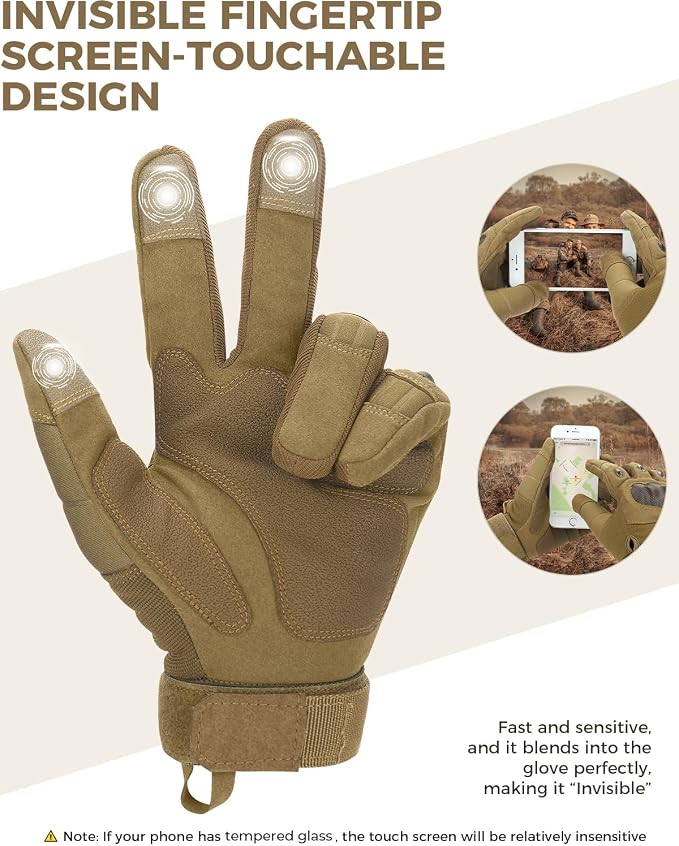 KEMIMOTO Tactical Gloves for Men, Touchscreen Motorcycle Gloves - Image 4