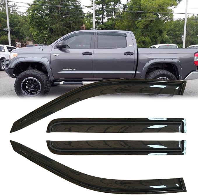 4pcs Outside Mount Style Sun Rain Guard Durable Side Window Wind Deflectors by Deebior