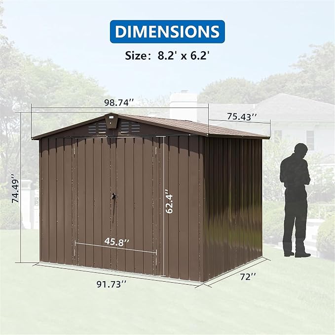IKERY Metal Storage Shed 8.2' x 6.2' - Image 7