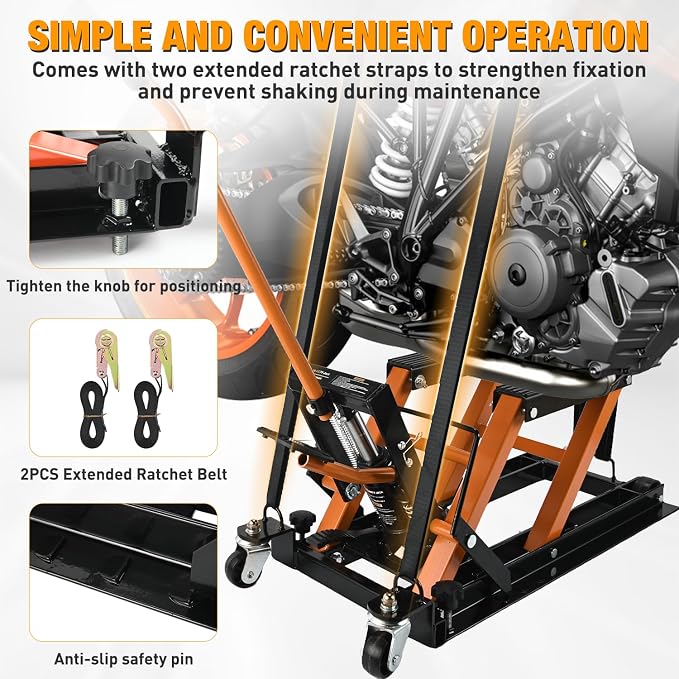 Nilight Motorcycle Lift Jack 1500 LBS Hydraulic Lifts ATV Scissor Jacks - Image 6
