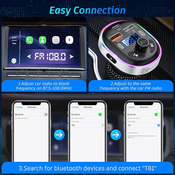 SONRU​ Bluetooth 5.3 FM Transmitter - Image 6
