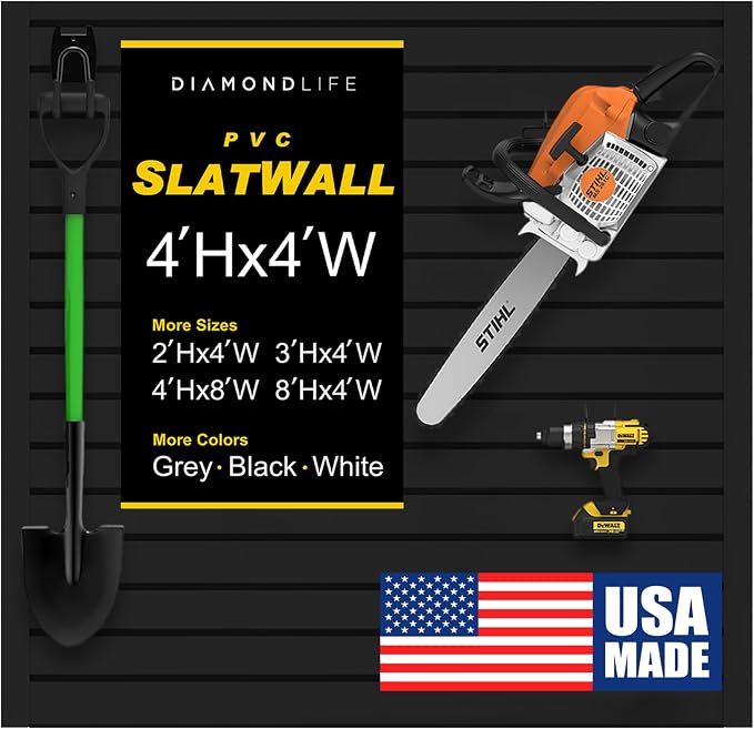 DLDIRECT Slatwall Panel Garage Wall Organizer: Heavy Duty Mounted PVC Rack by DLDIRECT