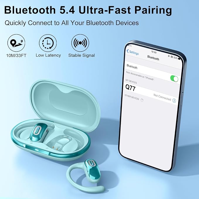 Open Ear Headphones, Air Conduction Ear buds, HD Stereo Bass Over Ear Earphones - Image 7