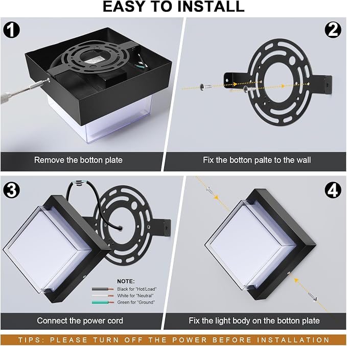 Exterior Wall Lights, Modern Waterproof Outdoor Wall Mount Lighting - Image 5