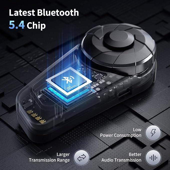 Fodsports FX-S Motorcycle Bluetooth Headset V5.4, 2-Way Helmet Intercom - Image 2