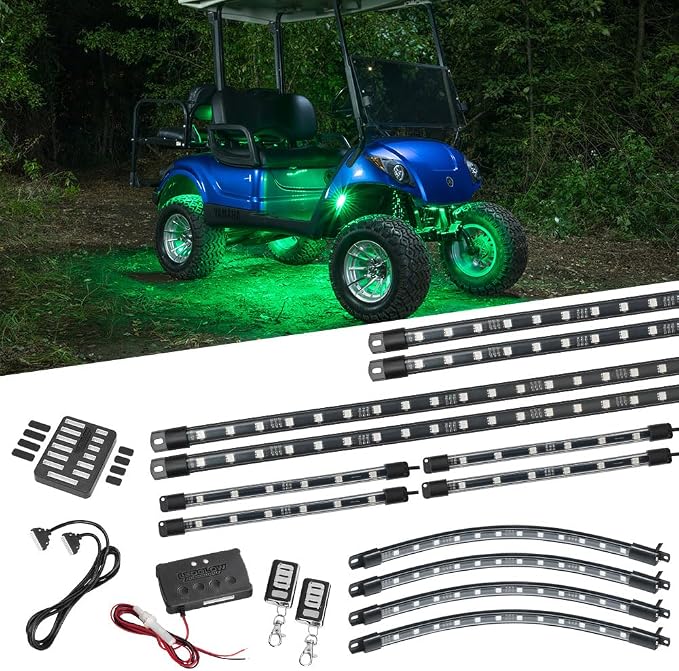 LEDGlow 12pc Million Color LED 4-Seater Golf Cart Underglow Neon Lighting Kit by LEDGlow