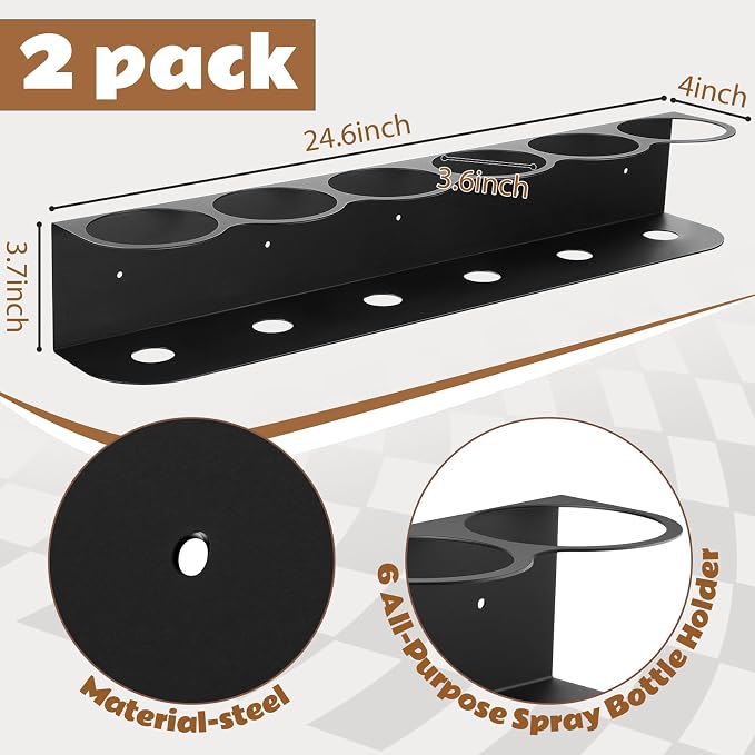 Therwen 2 Pcs 6 Holes All Purpose Steel Spray Bottle Holder Heavy Duty Can - Image 2
