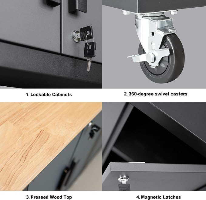 Torin Garage Cabinets Storage System, 9 Piece Included Steel Drawers Rolling - Image 6