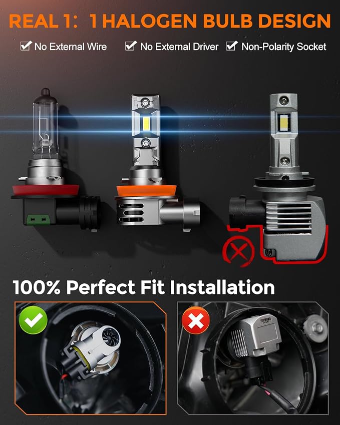 H 11 Led Bulbs 40000lm 800% Brighter 1:1 Mini Size Design - Image 3