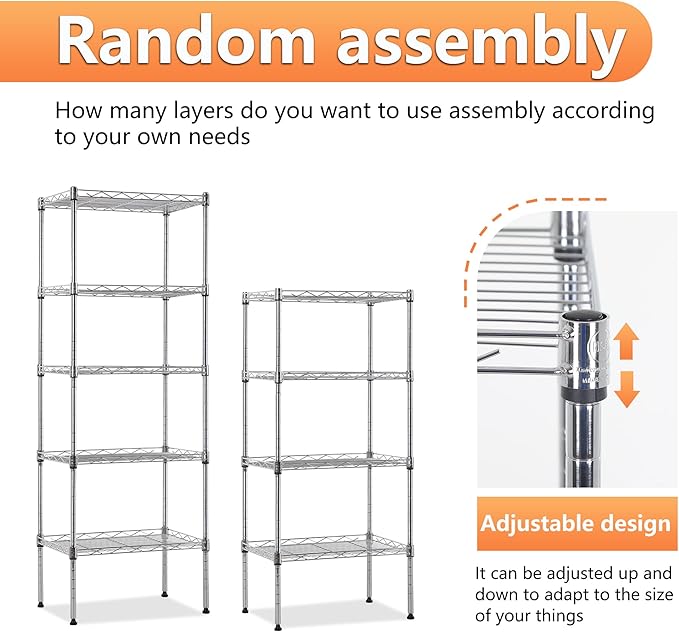 BestOffice 5 Tier Garage Shelving Heavy Duty Metal Shelves 17”D x 12”W x 48”H - Image 6