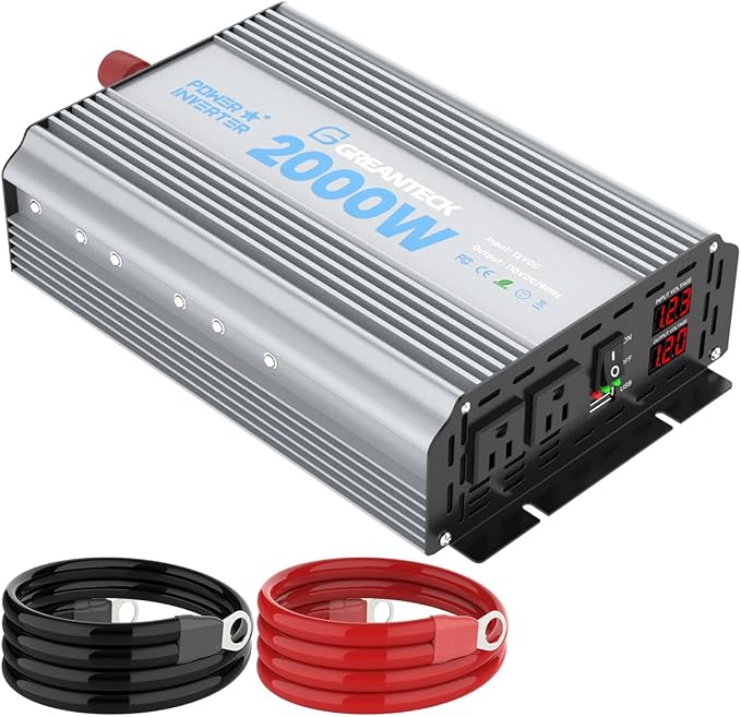 2000 Watt Power Inverter Modified Sine Wave, DC 12V to AC 110V 120V Converter by GREANTECK