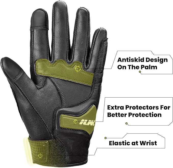 ILM Goatskin Leather Motorcycle Motorbike Powersports Racing Gloves Touchscreen - Image 4