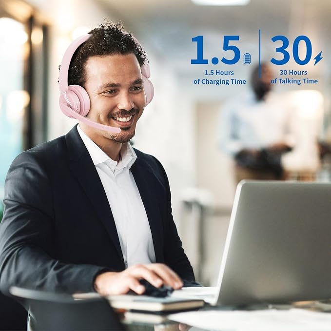 Wireless Headset with Mic, 2.4GHz Bluetooth Headset with AI Noise Cancelling - Image 4