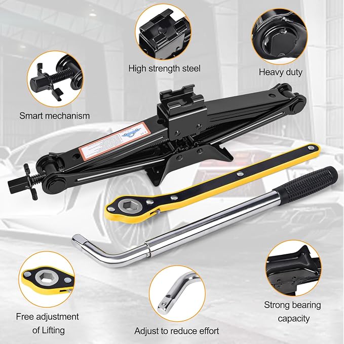 Car Jack Kit Scissor Jack for Car 2.5 Ton Tire Jack Tool Kit Universal Car - Image 5