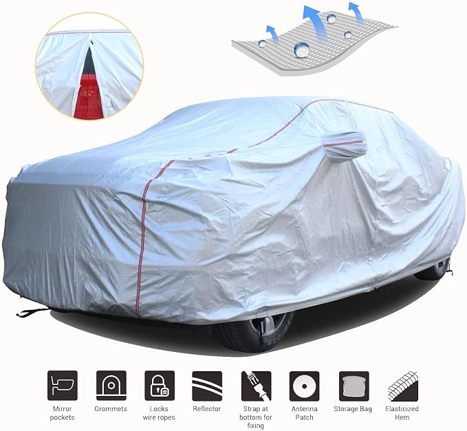 Tecoom Hard Shell Truck Car Cover Waterproof Windproof Zipper Design - Image 2