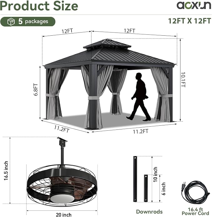 Aoxun 12' X 12' Hardtop Gazebo - Image 3