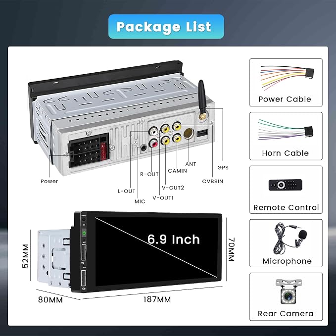 6.9 Inch Single Din Car Stereo - Image 7
