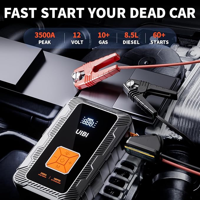 X7 Jump Starter with Air Compressor 160PSI, 3500A Car Battery Jumper Starter - Image 2