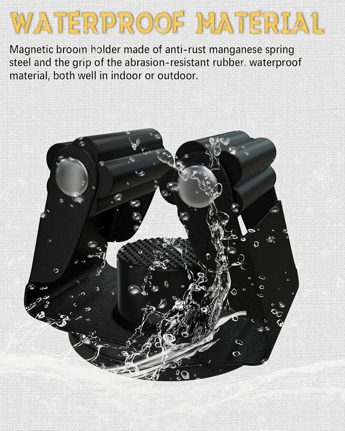 Magnetic Mop Holder, No Drilling Black Steel Magnetic Tool Mount - Image 4