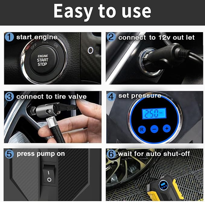 Digital Air Compressor for Car Auto Pump Portable Tire Inflator - Image 6