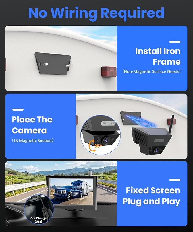 AUTO VOX Wireless Backup Camera Solar Magnetic: Portable Storage Bag Include - Image 3