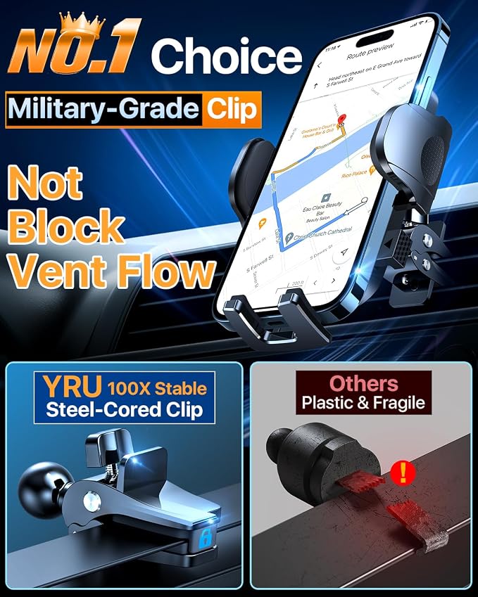 YRU Car Phone Holder Mount, Dashboard Cell Phone Holder - Image 7