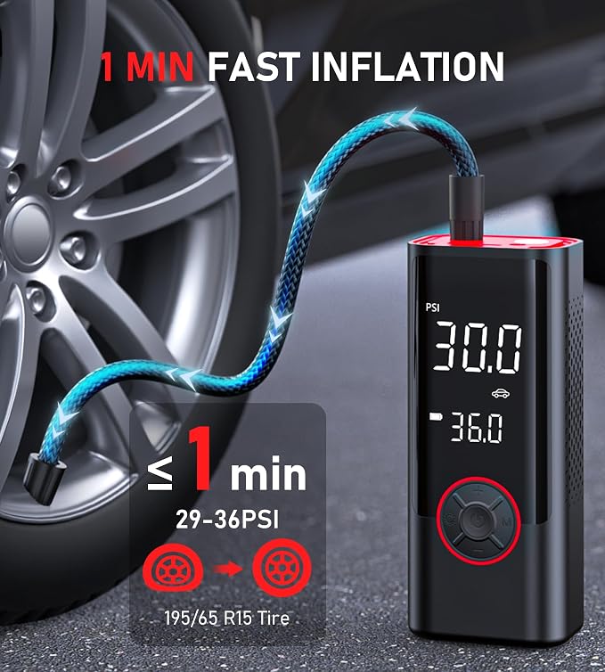 Tire Inflator Portable Air Compressor, Cordless Air Pump - Image 2