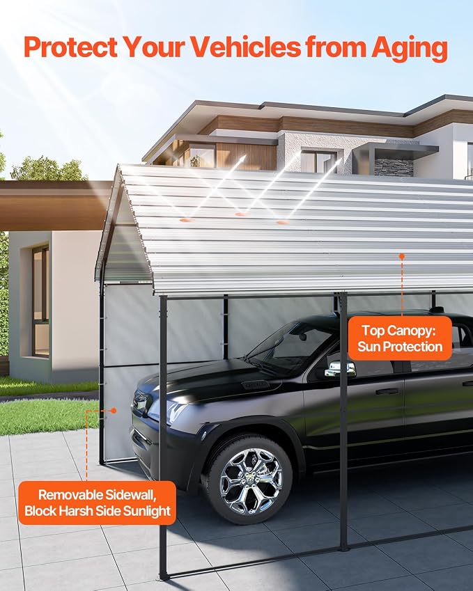 VEVOR Heavy Duty Metal Carport, Car Tent Garage Shade - Image 3
