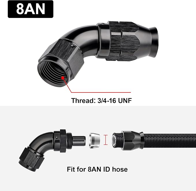 EVIL ENERGY 8AN 60 Degree PTFE One Piece Full Flow End Hose Fitting Aluminum - Image 4