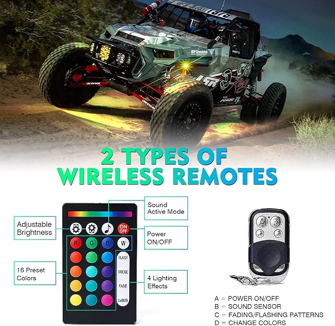 Xprite Bluetooth RGB LED Rock Lights Kit, Motorcycles, Boats - Image 4
