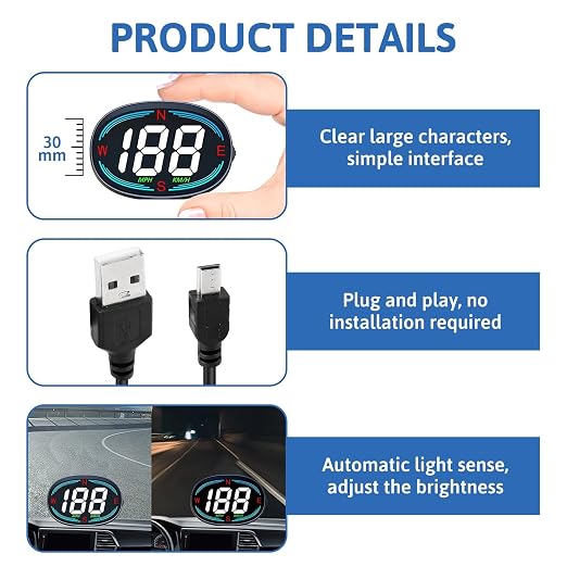 GPS Digital Speedometer for Car MPH, Universal HUD Speed Meter - Image 5