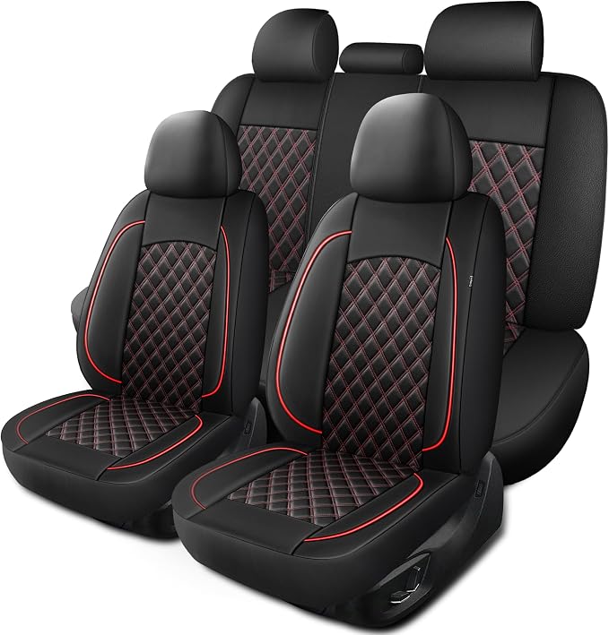 Car Seat Covers Full Set, Breathable and Waterproof Napa Leather Car Seat Cover by HChengkikz