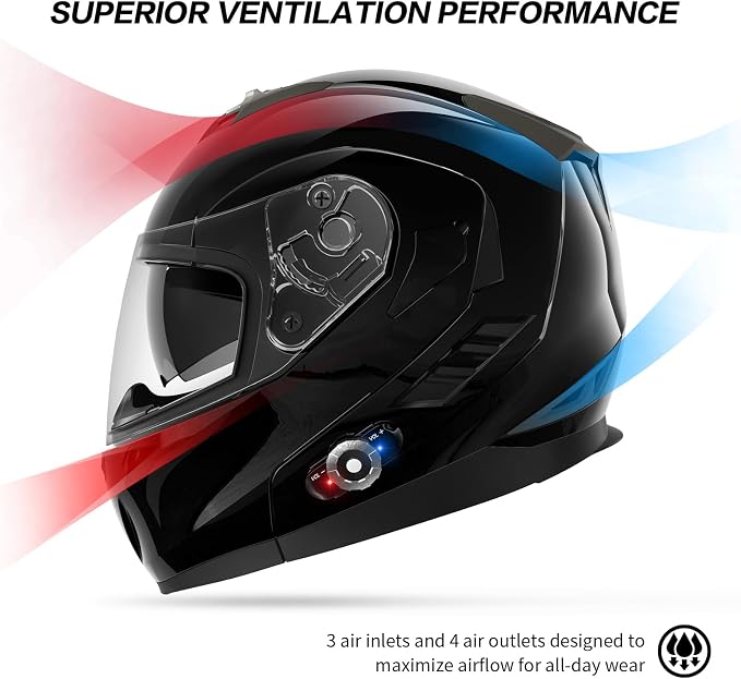 Motorcycle Helmet Bluetooth 5.0 Integrated New EPS FreedConn BM2-S Modular Flip - Image 5
